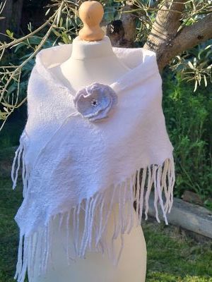 Nuno Felted Neck Shawl and Corsage